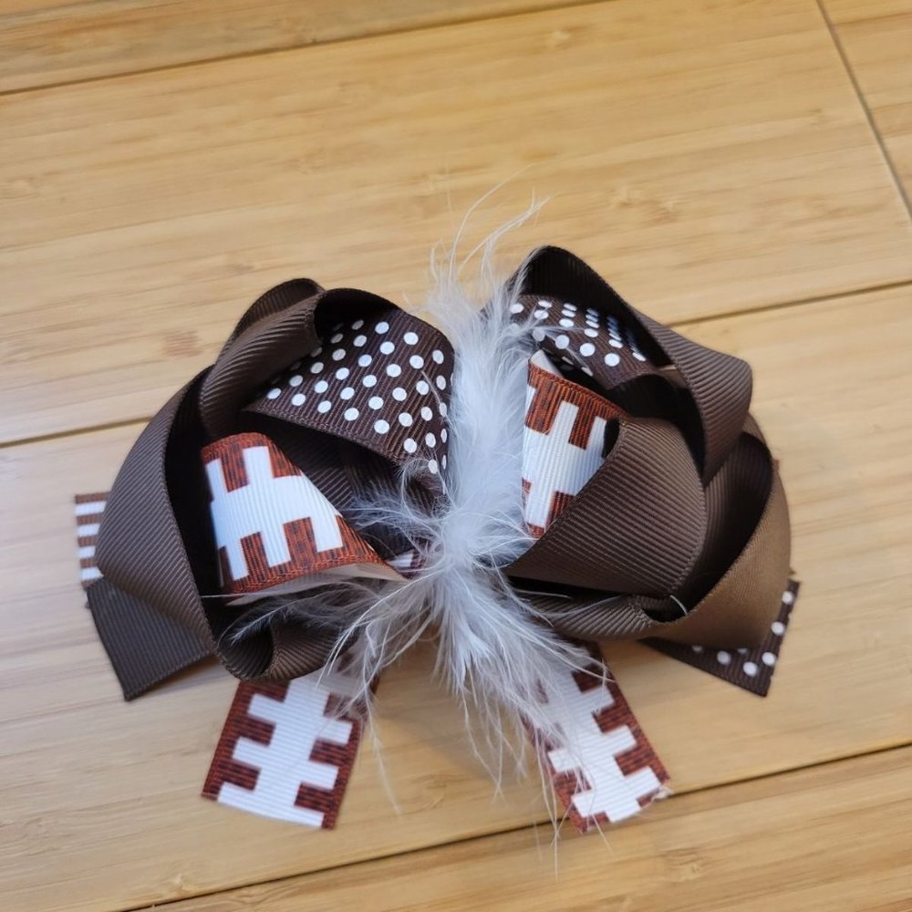 football themed ribbon bow